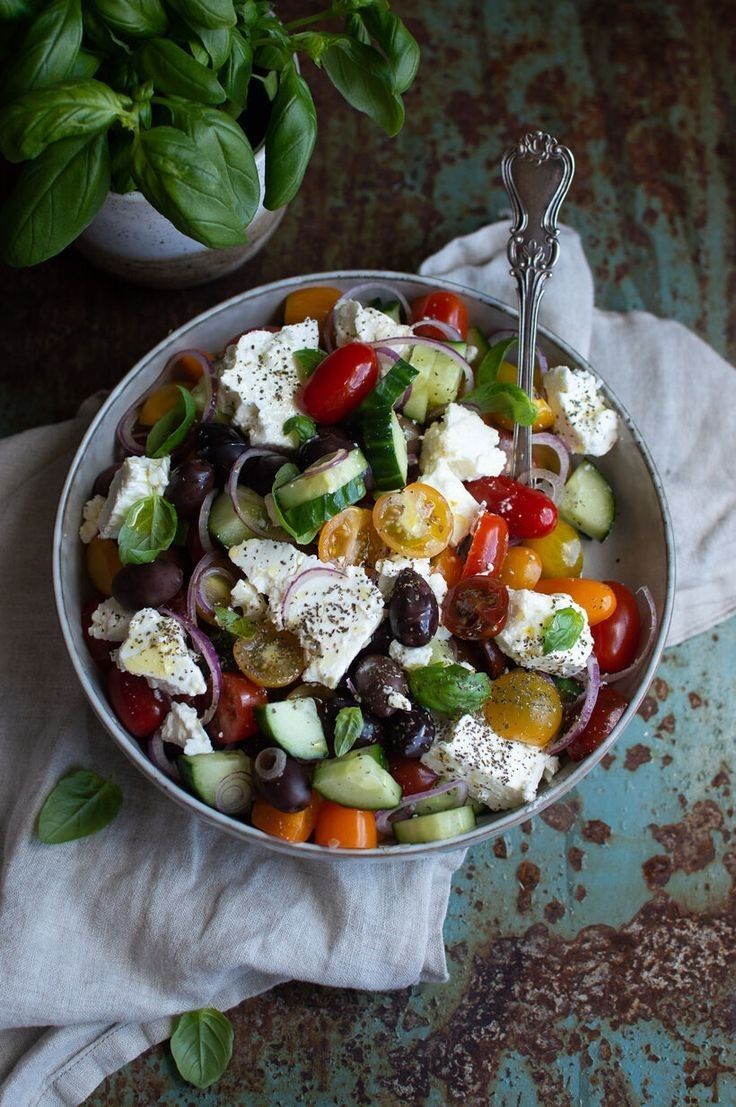 A fresh bowl of Greek salad