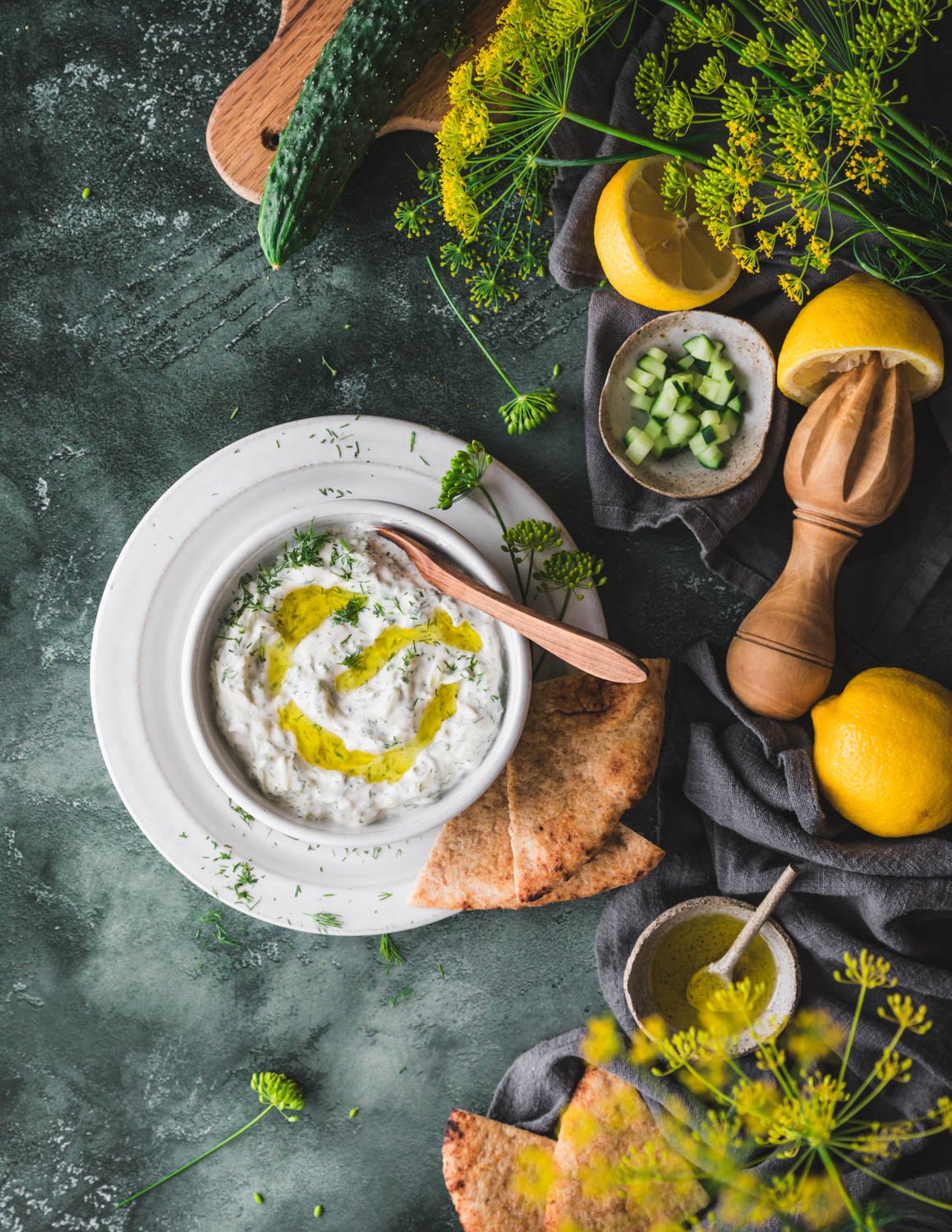 A bowl of tzatziki sauce